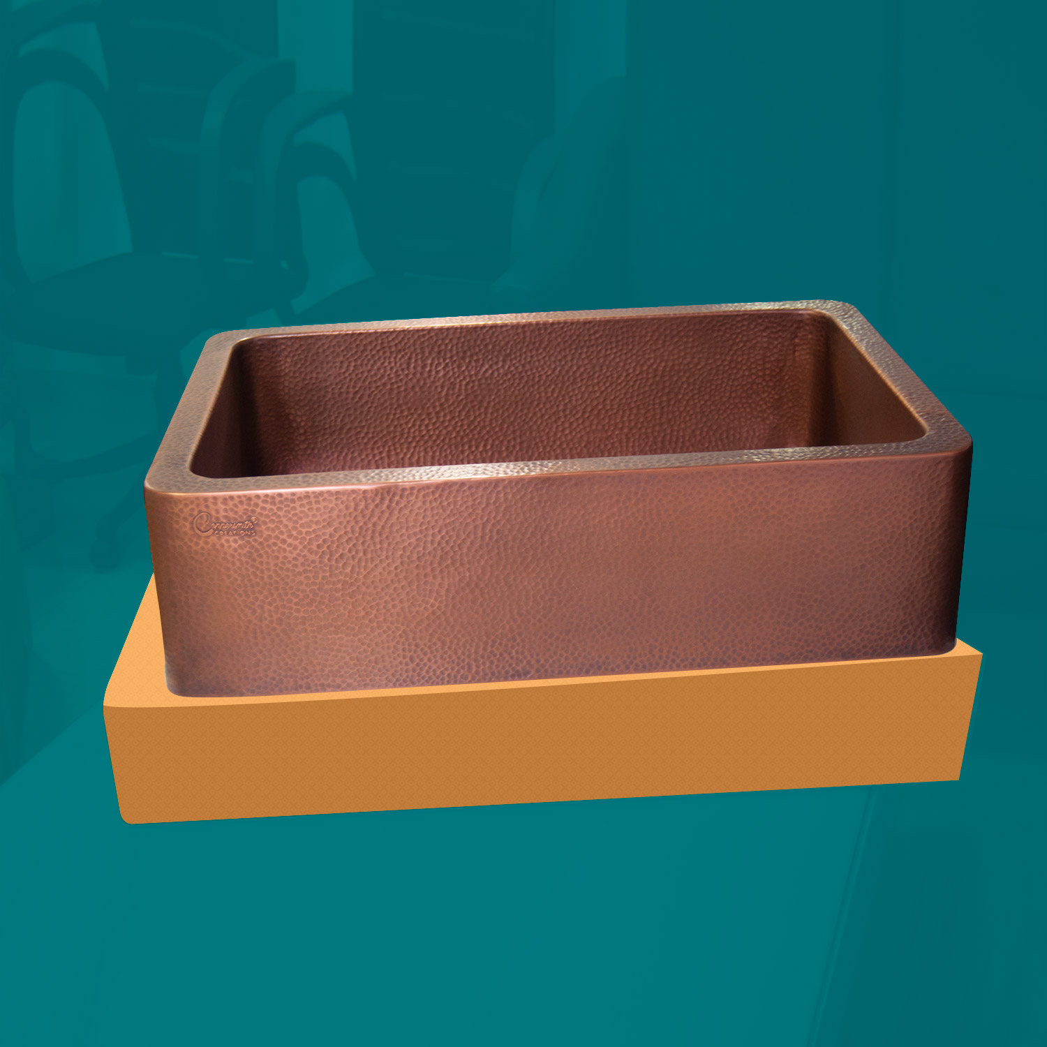 D Shape Hammered Front Apron Copper Kitchen Sink - Stock Clearance